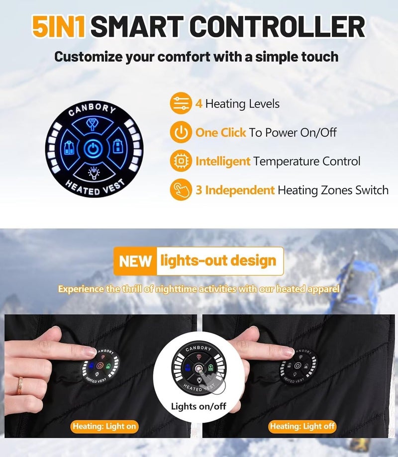 CANBORY Store Heated Vest Women with Battery Pack Included, 5IN1 Controller Warming Slim Fit Electric Heating Jacket Vests - Image 2